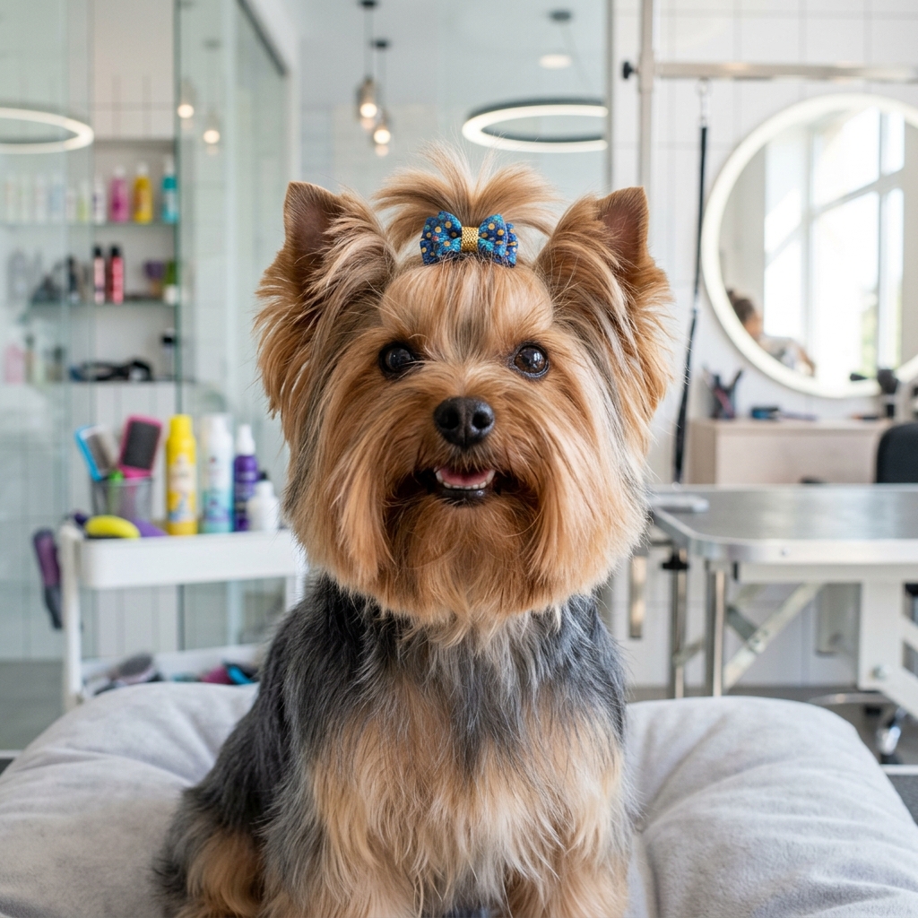 Yorkshire Terrier después del servicio en Luxe Canine